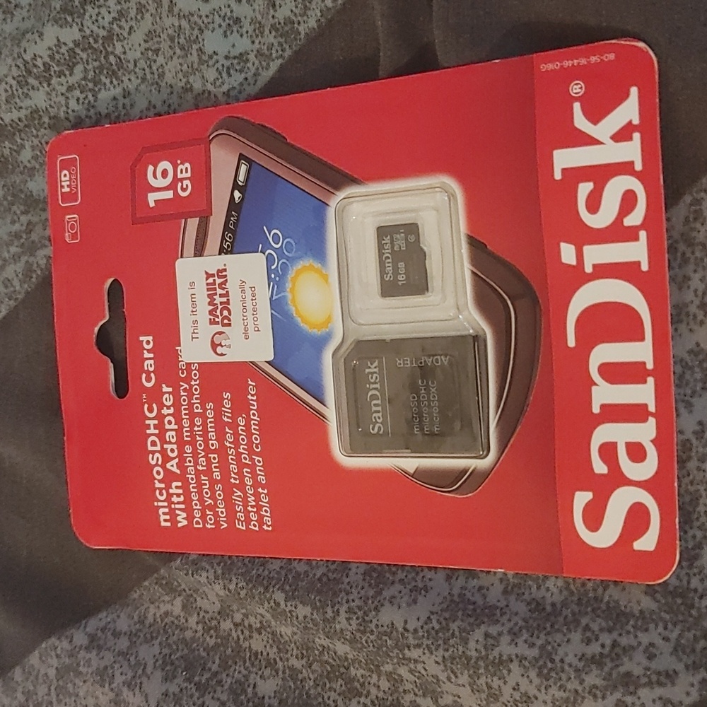 SanDisk 16gb micro SD card with adapter